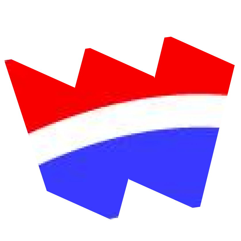 Red white and blue stripes in a W frame.
