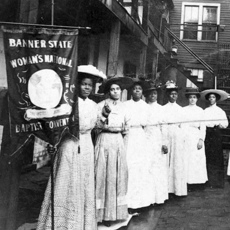 Nine Black women pose at the Banner State Woman's National Baptist Convention