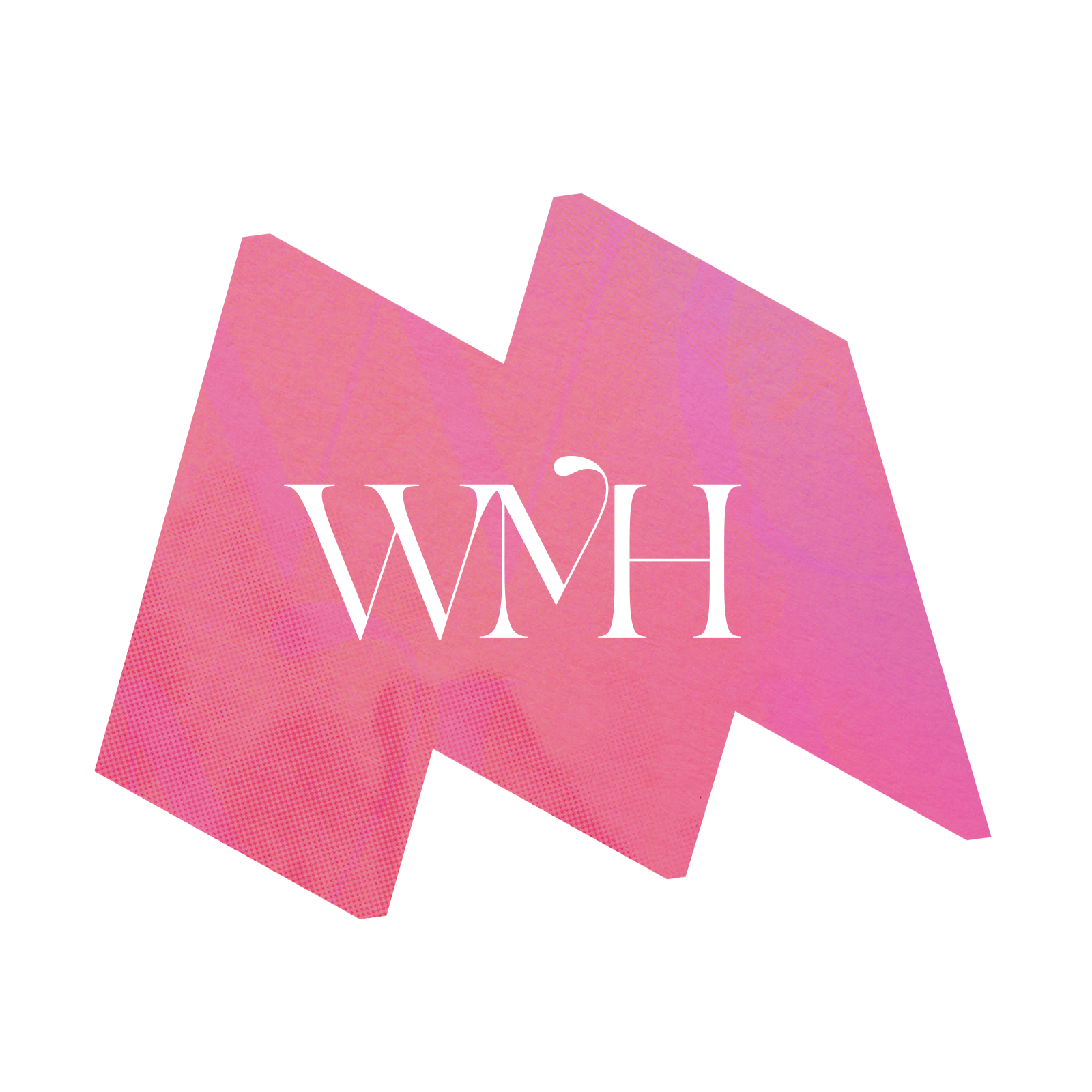 In a pink-orange gradient "M" frame, the gala acronym "WMH."