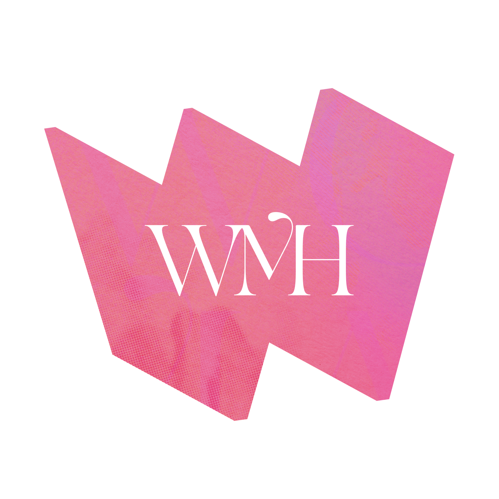 Pink "W" frame with the letters "WMH" in white