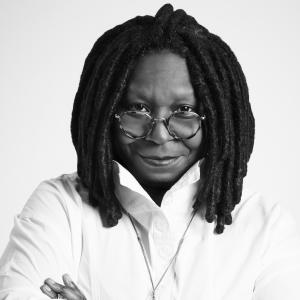 Black and white headshot of Whoopi Goldberg.